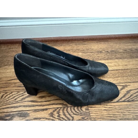 Stuart Weitzman Black Square Toe Heels Size 8.5 - Picture 6 of 8